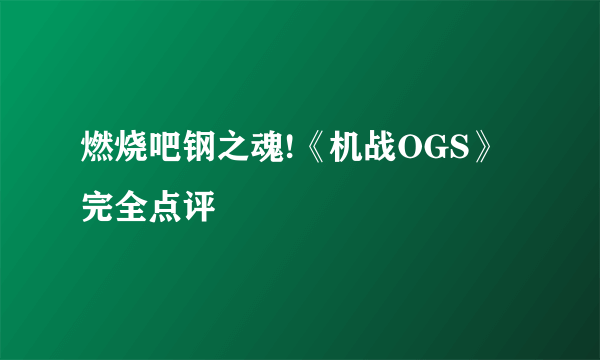 燃烧吧钢之魂!《机战OGS》完全点评