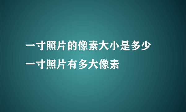 一寸照片的像素大小是多少 一寸照片有多大像素