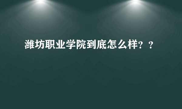 潍坊职业学院到底怎么样？？