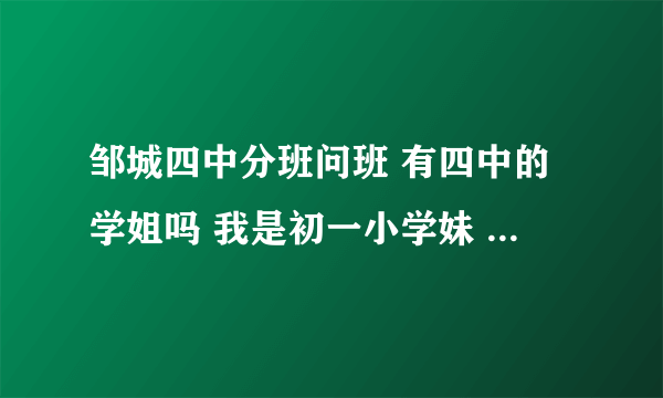 邹城四中分班问班 有四中的学姐吗 我是初一小学妹 想问一下分班有好坏分班吗