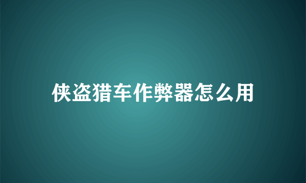 侠盗猎车作弊器怎么用