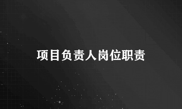 项目负责人岗位职责