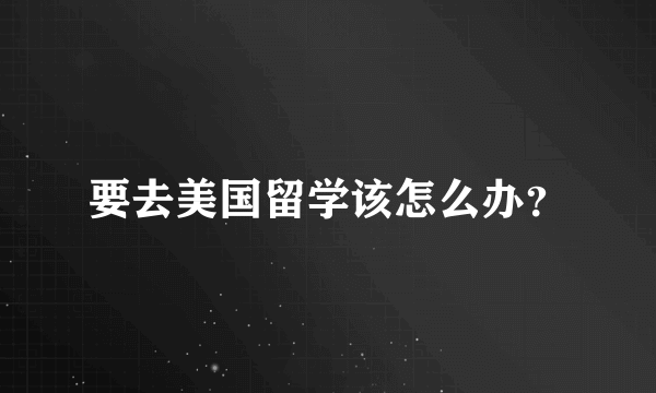 要去美国留学该怎么办？