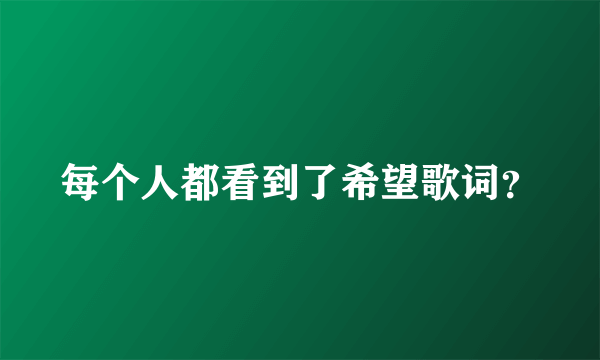 每个人都看到了希望歌词？