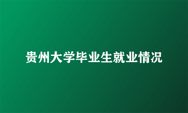贵州大学毕业生就业情况