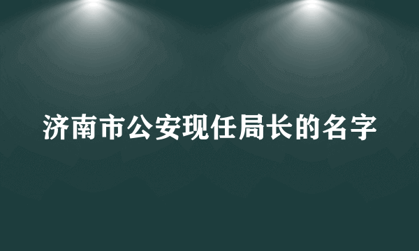 济南市公安现任局长的名字