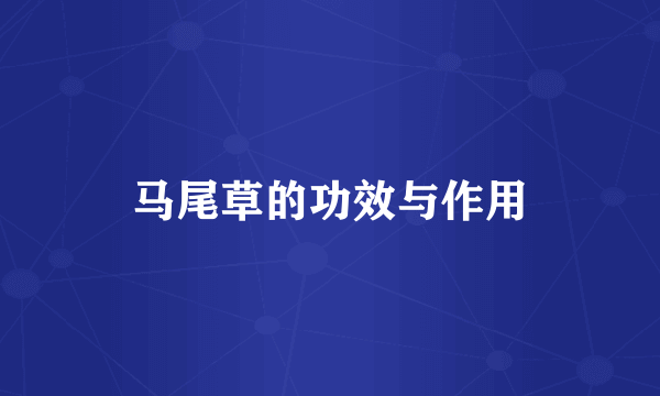 马尾草的功效与作用