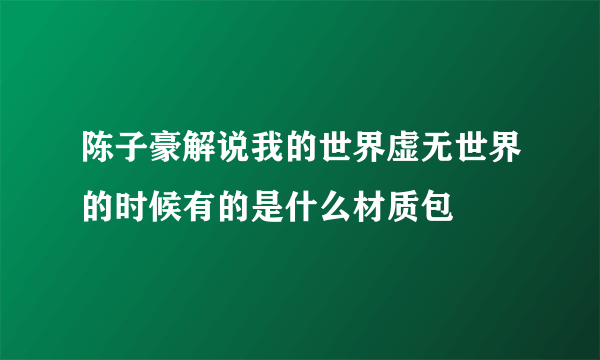 陈子豪解说我的世界虚无世界的时候有的是什么材质包