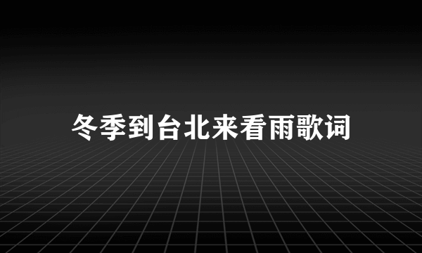 冬季到台北来看雨歌词