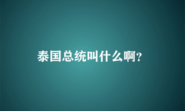 泰国总统叫什么啊？