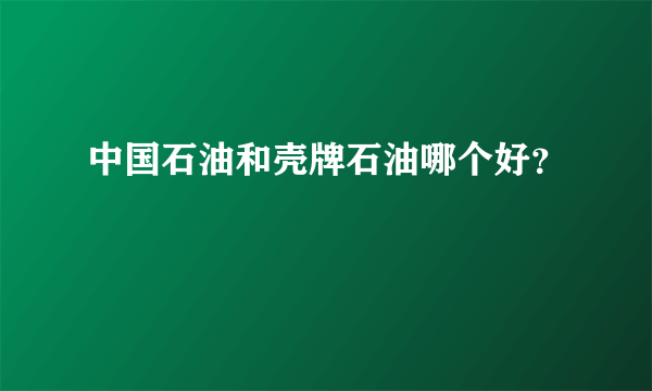 中国石油和壳牌石油哪个好？