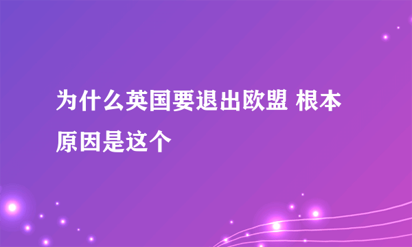 为什么英国要退出欧盟 根本原因是这个