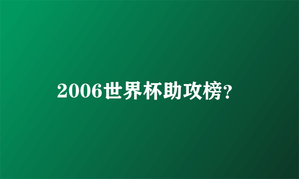 2006世界杯助攻榜？