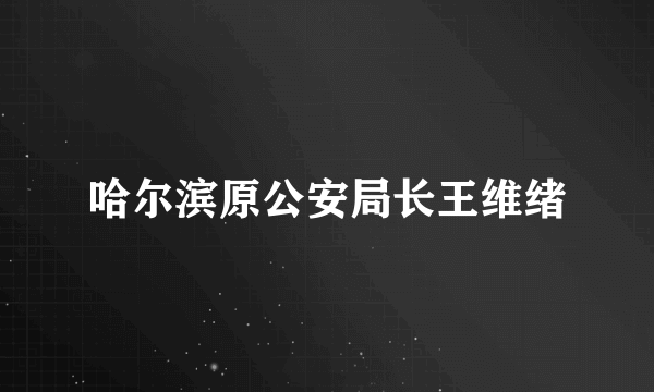 哈尔滨原公安局长王维绪