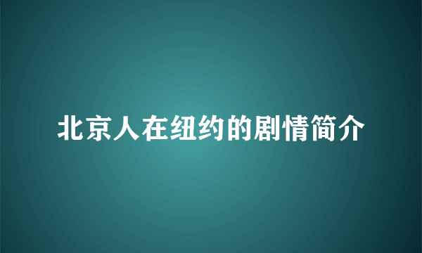 北京人在纽约的剧情简介