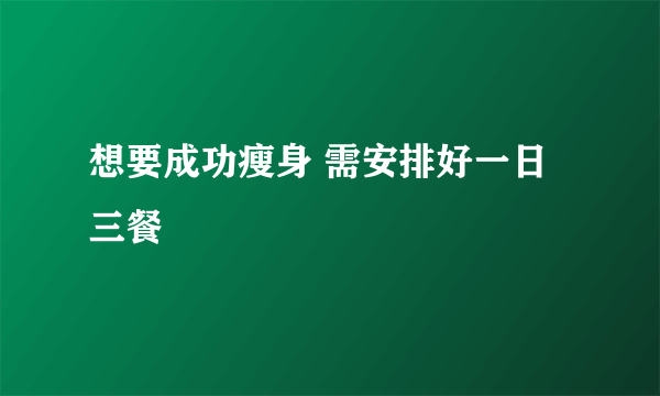 想要成功瘦身 需安排好一日三餐