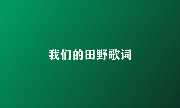 我们的田野歌词