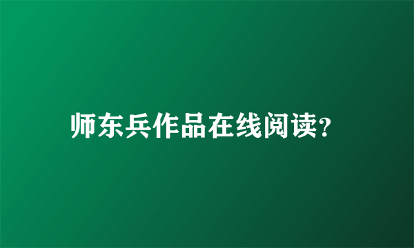师东兵作品在线阅读？