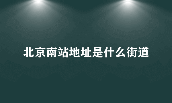 北京南站地址是什么街道