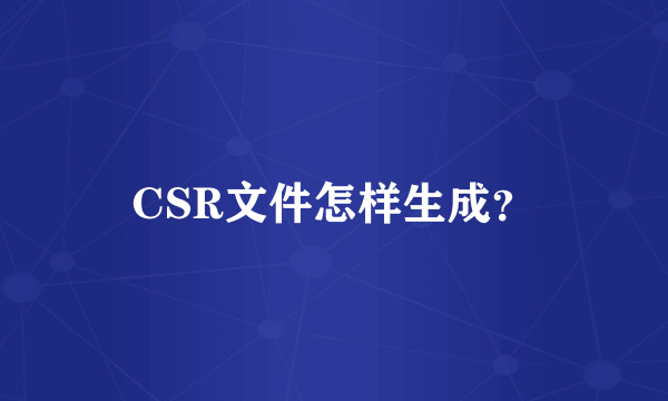 CSR文件怎样生成？