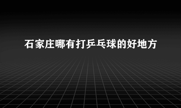 石家庄哪有打乒乓球的好地方
