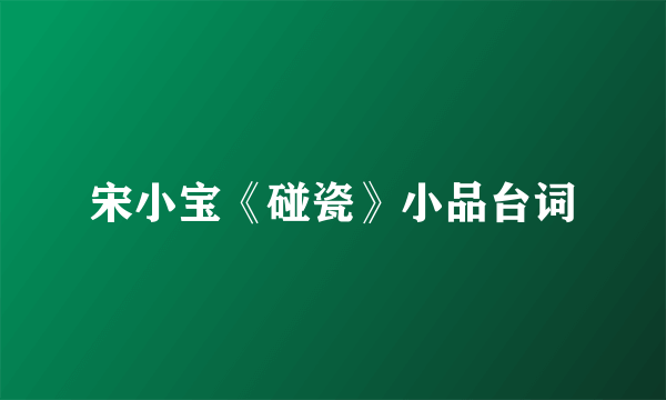 宋小宝《碰瓷》小品台词
