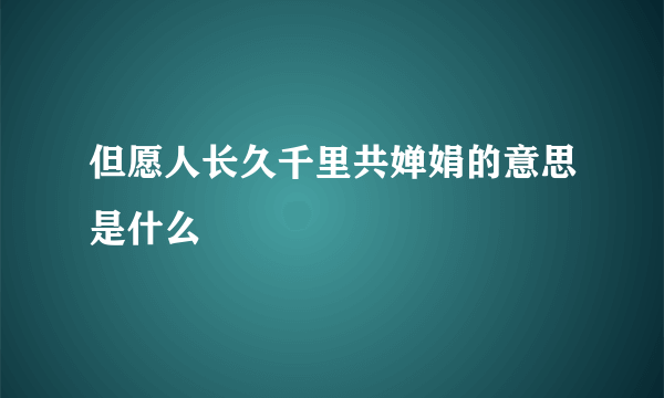 但愿人长久千里共婵娟的意思是什么