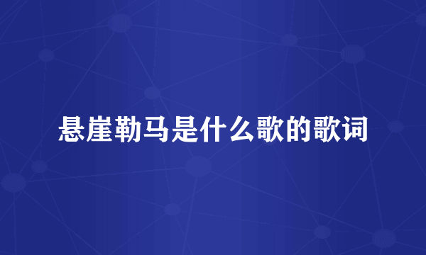 悬崖勒马是什么歌的歌词