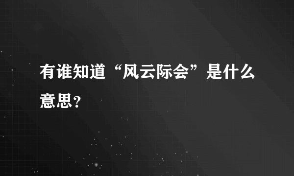 有谁知道“风云际会”是什么意思？