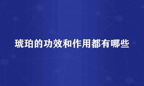 琥珀的功效和作用都有哪些