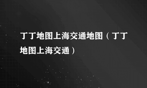 丁丁地图上海交通地图（丁丁地图上海交通）