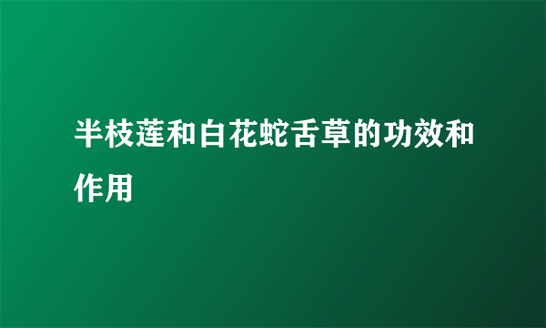 半枝莲和白花蛇舌草的功效和作用