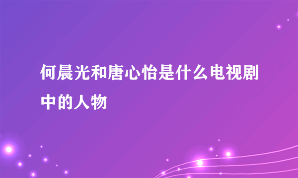 何晨光和唐心怡是什么电视剧中的人物