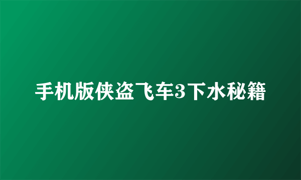 手机版侠盗飞车3下水秘籍