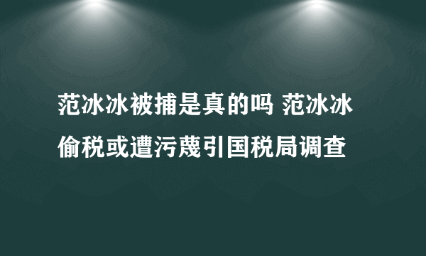 范冰冰被捕是真的吗 范冰冰偷税或遭污蔑引国税局调查