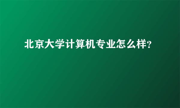 北京大学计算机专业怎么样？