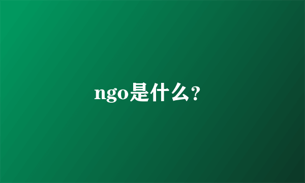 ngo是什么？