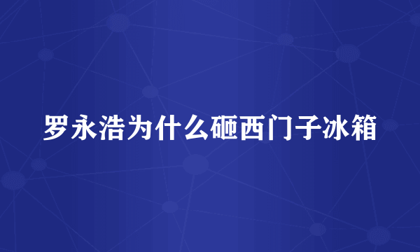 罗永浩为什么砸西门子冰箱