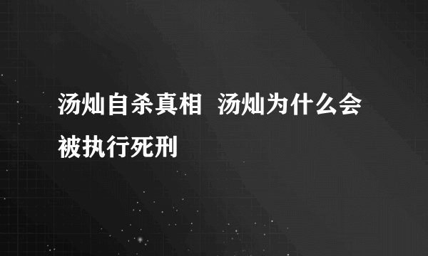 汤灿自杀真相  汤灿为什么会被执行死刑