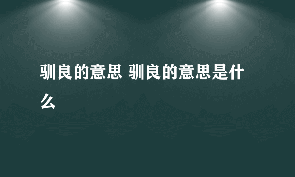 驯良的意思 驯良的意思是什么