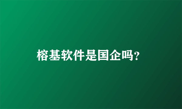榕基软件是国企吗？