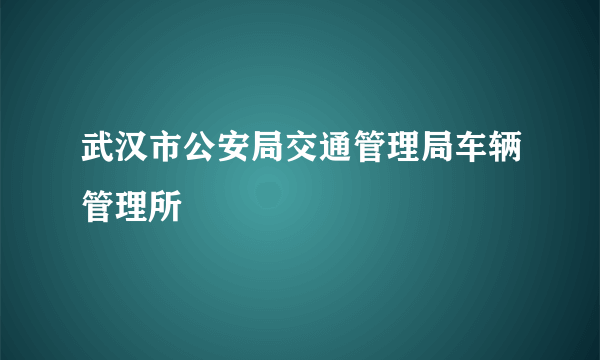 武汉市公安局交通管理局车辆管理所