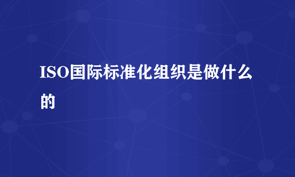 ISO国际标准化组织是做什么的