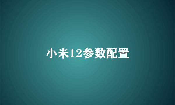 小米12参数配置