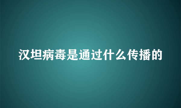 汉坦病毒是通过什么传播的