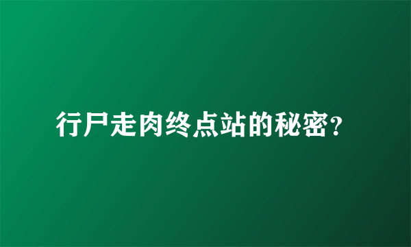行尸走肉终点站的秘密？