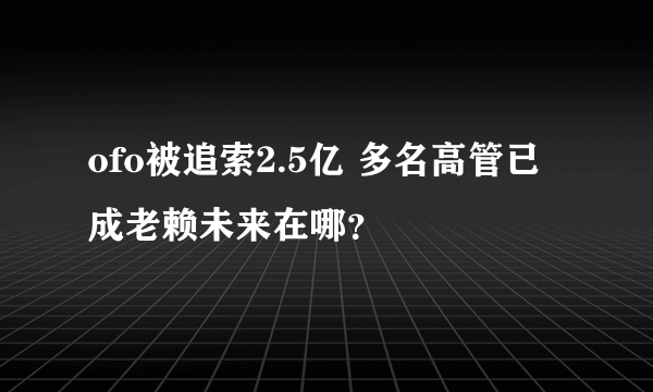 ofo被追索2.5亿 多名高管已成老赖未来在哪？