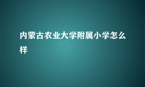 内蒙古农业大学附属小学怎么样