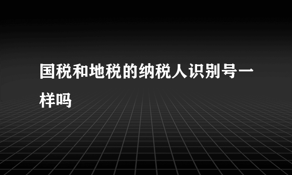 国税和地税的纳税人识别号一样吗