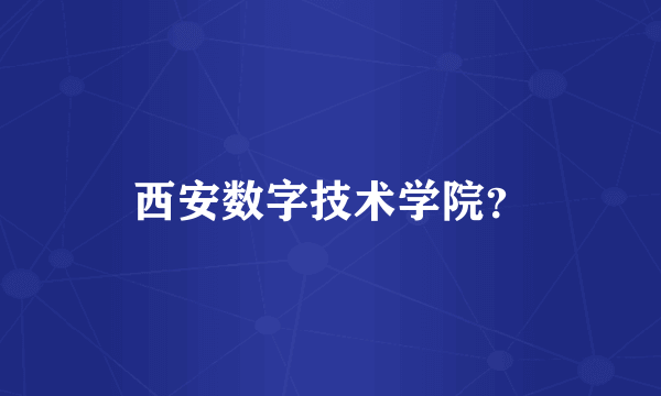 西安数字技术学院？